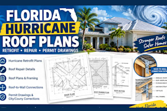 create florida hurricane roof plans, retrofit details and permit drawings