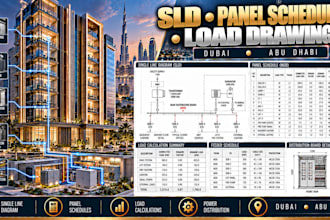 create dubai abu dhabi electrical sld panel schedules load drawings