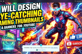 design eye catching gaming thumbnails and banners for youtube