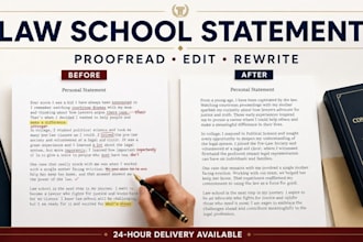 proofread, edit and rewrite your law school statement, within 24 hours
