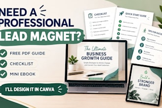 design a canva lead magnet ebook, free pdf, checklist or business guide cookbook
