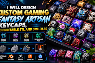 design custom gaming fantasy artisan keycaps, 3d printable stl and 3mf files