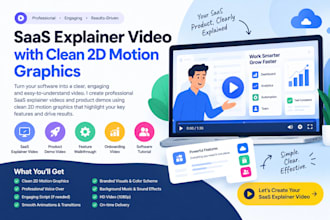 create saas explainer video with clean 2d motion graphic saas product demo