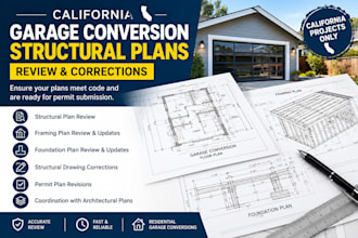 revise california garage conversion structural drawings