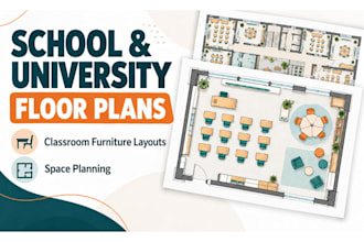 design school and university floor plans with classroom furniture layouts