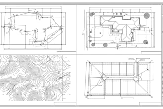 draft land survey, boundary survey topographic survey in autocad for tx fl ca nc