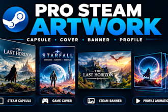 design professional steam capsule art and animated steam profile artwork