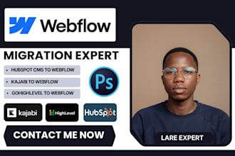 migrate hubspot cms to webflow website PSD kajabi gohighlevel to webflow website