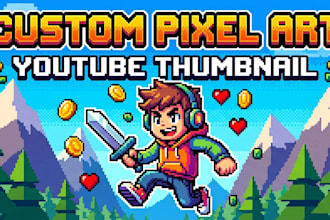 create custom pixel art gaming youtube thumbnail design minecraft roblox retro