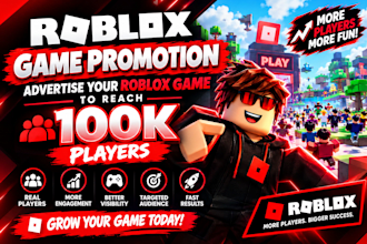 roblox promotion  advertise your roblox game to 100k gamers