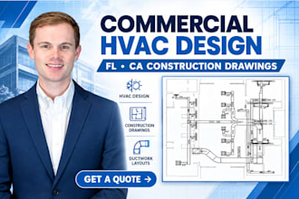 deliver residential, commercial hvac mep design in fl ca construction drawings