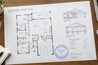 create architectural drawing, permit plan architecture stamp, naval architecture