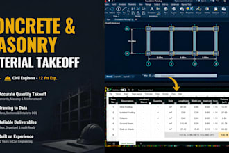 do concrete and masonry takeoff from PDF, autocad or archicad to excel