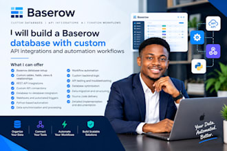 build a baserow database with custom API integrations and automation workflows