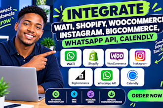integrate wati shopify woocommerce instagram bigcommerce whatsapp API calendly