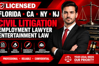 licensed florida ca ny nj civil litigation employment lawyer entertainment law
