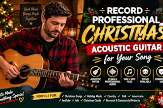 record professional christmas acoustic guitar for your song
