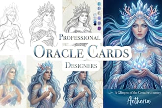 design custom tarot, uno card, oracle card deck illustration with box packaging