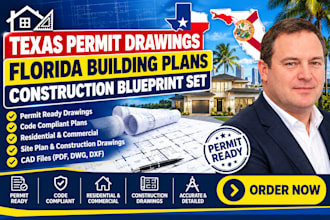 texas permit drawings, florida building plans, construction blueprint set
