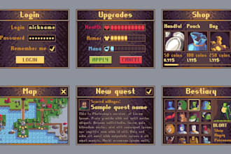 create pixel icons ui hud and game assets