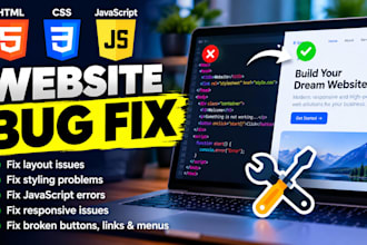 fix HTML CSS and javascript website bugs