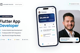 develop end to end flutter mobile app for ios and android