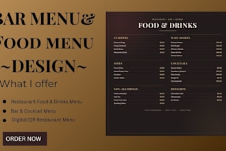 design a modern bar and cocktail menu