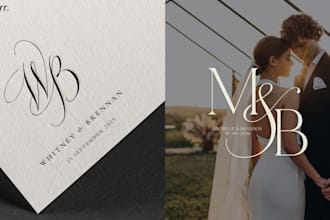create elegant wedding logo, initials or monogram
