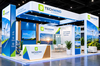 design eye catching trade show booth backdrop or pop up banner
