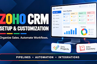 set up zoho customize zoho CRM with zoho projects or zoho inventory