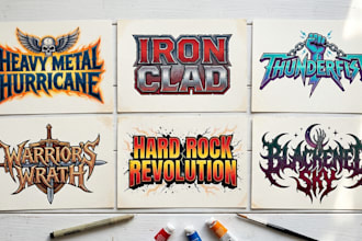 design classic metal, heavy metal and hard rock logo