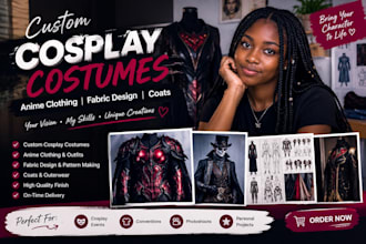 sew custom cosplay costume anime clothing design  fashion fabric design coat