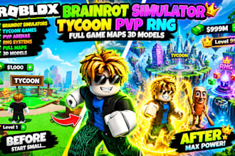 create custom roblox brainrot simulator tycoon pvp rng full game maps 3d models