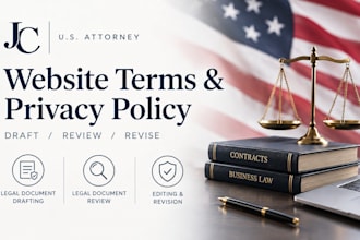 draft and review website terms and privacy policy as a US attorney