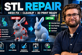 repair, create, fix and prepare stl for 3d printing, mesh repair, mesh cleanup