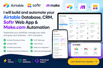 setup airtable automation, CRM, database, softr webapp
