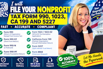 e file nonprofit tax form 990 1023 ca 199 and 5227