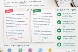 je ferai une relecture ou des rédactions de vos textes
