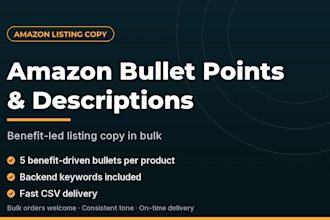 write amazon listing bullet points and descriptions in bulk