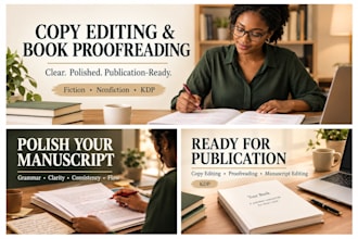 copy edit, book editing, proofreading and publish your book on amazon kdp