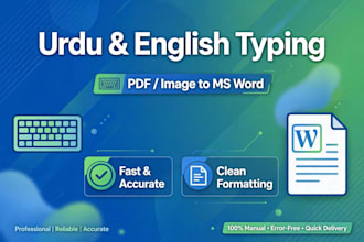 do fast english and urdu typing image to text pdf to work and data entry