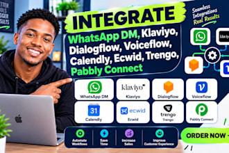 integrate whatsapp dm klaviyo dialogflow voiceflow calendly ecwid trengo pabbly