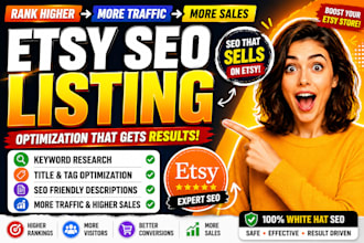 optimize your etsy listing with SEO keywords, titles and tags