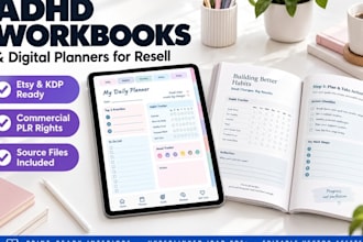 design a premium adhd workbook or digital planner for etsy KDP