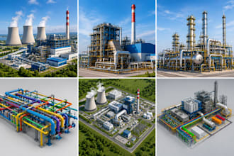 design 3d power plant, thermal plant, gas plant and piping layouts