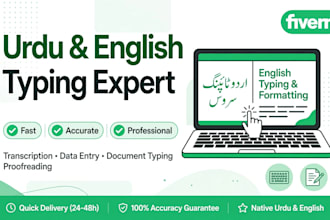 do fast urdu and english typing, data entry work