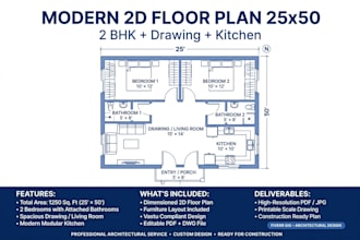 modern 2d floor plan and 3d house elevation