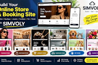 build fashion boutique jewelry furniture pet florist store simvoly booking site