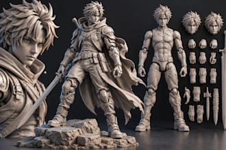 custom articulated action figure stl poseable toy model for resin 3d printing