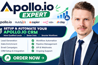 setup apollo io CRM, clay com, hubspot CRM and workflow automation